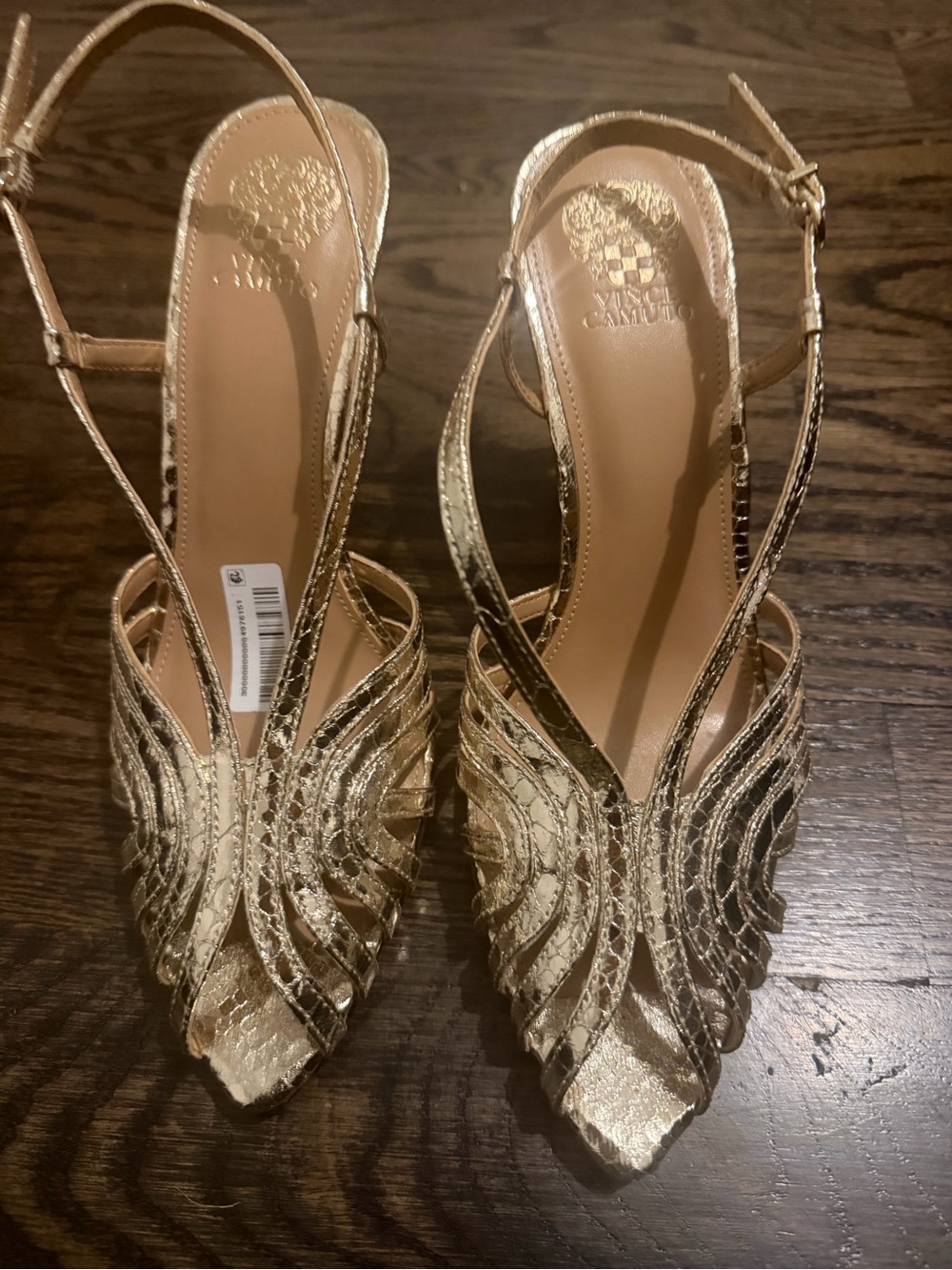 Vince Camuto Metallic Gold Strappy Slingback Heels